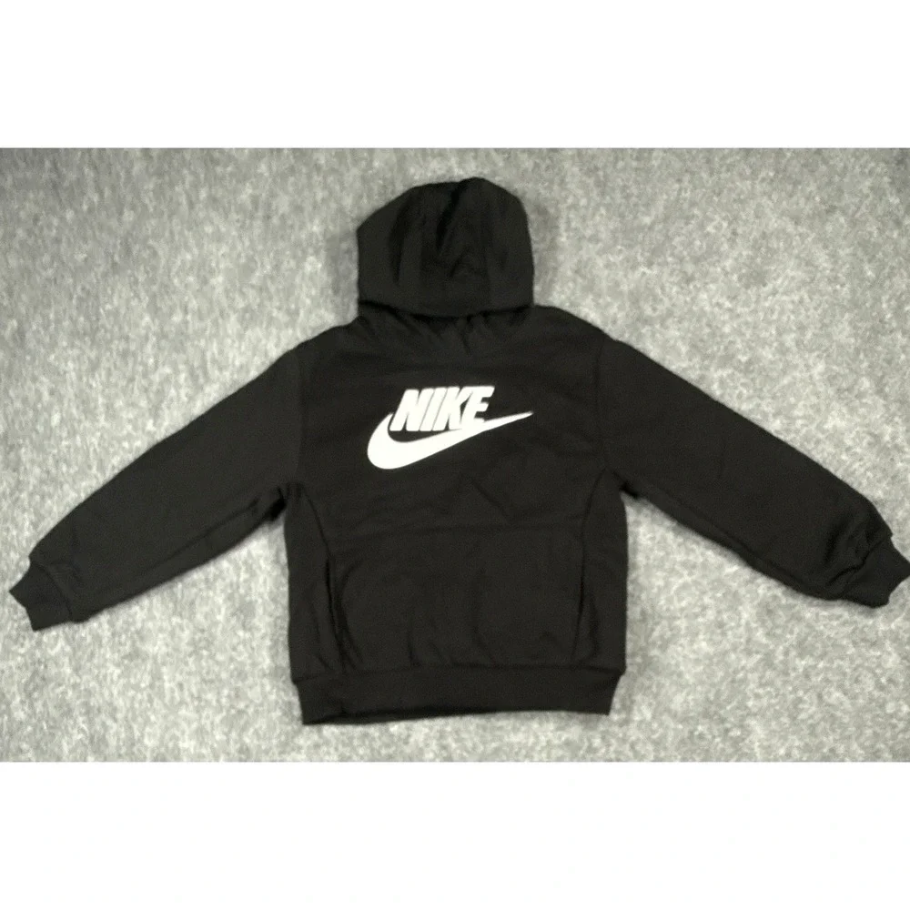 Nike Boys Size 6/7 Large Black Futura Logo Pullover Hoodie Sweatshirt NWT